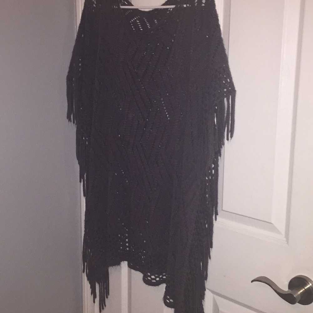 Grey Crochet Pancho